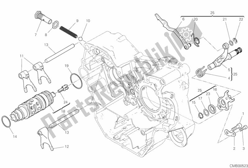 Alle onderdelen voor de Schakelnok - Vork van de Ducati Scrambler Desert Sled Thailand USA 803 2020